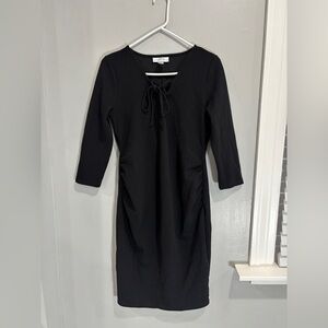 Motherhood Maternity Black front tie dress textured medium